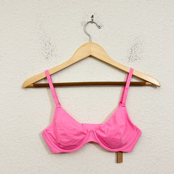 SKIMS Cotton Jersey T-Shirt Bra Sugar Pink Underwired Stretch NWT - Picture 3 of 14